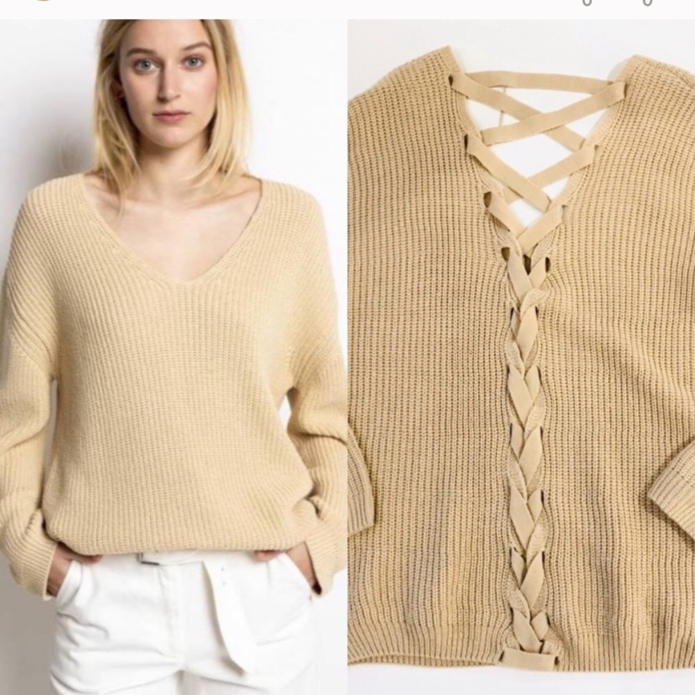 Willow & Clay black sweater w/ back lace up detail - Picture 7 of 7